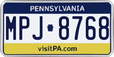 PA license plate MPJ8768