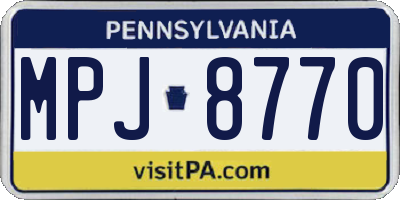PA license plate MPJ8770