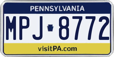 PA license plate MPJ8772