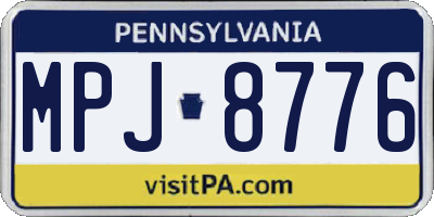 PA license plate MPJ8776
