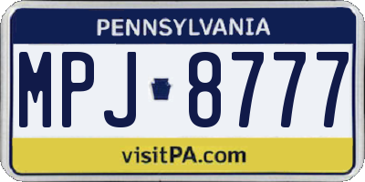 PA license plate MPJ8777