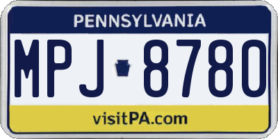 PA license plate MPJ8780