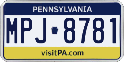 PA license plate MPJ8781