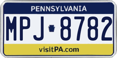 PA license plate MPJ8782