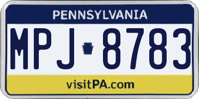 PA license plate MPJ8783
