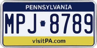 PA license plate MPJ8789