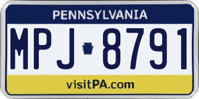 PA license plate MPJ8791