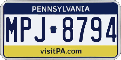 PA license plate MPJ8794