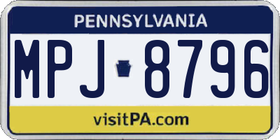 PA license plate MPJ8796