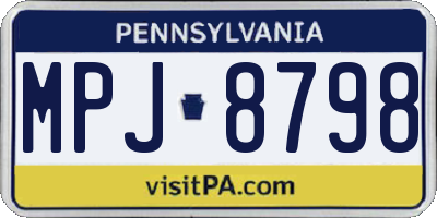 PA license plate MPJ8798