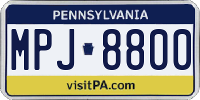 PA license plate MPJ8800