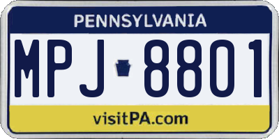 PA license plate MPJ8801