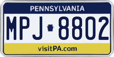 PA license plate MPJ8802