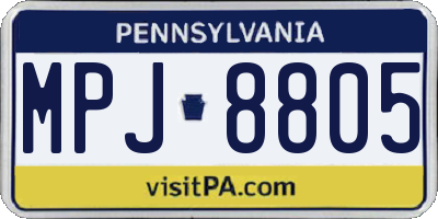 PA license plate MPJ8805