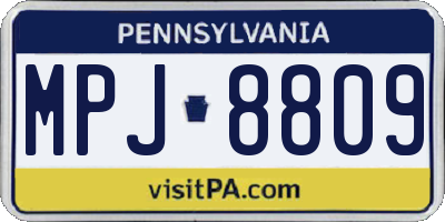 PA license plate MPJ8809