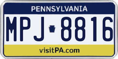 PA license plate MPJ8816