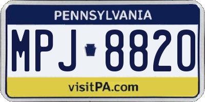 PA license plate MPJ8820