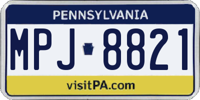 PA license plate MPJ8821