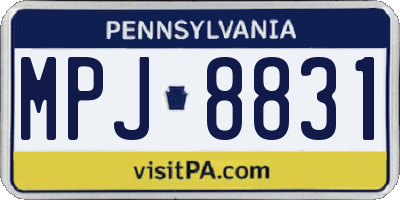 PA license plate MPJ8831