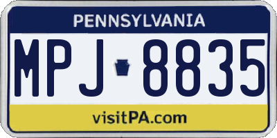 PA license plate MPJ8835