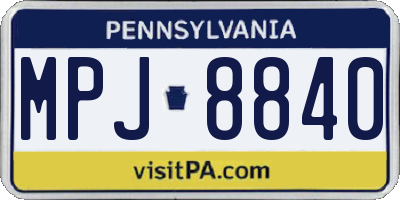 PA license plate MPJ8840