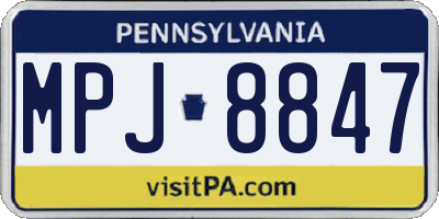 PA license plate MPJ8847