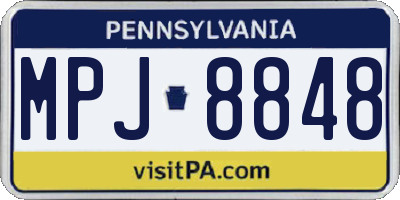 PA license plate MPJ8848