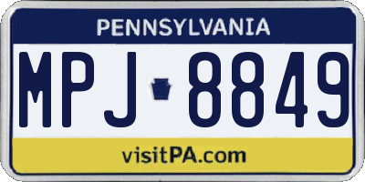 PA license plate MPJ8849