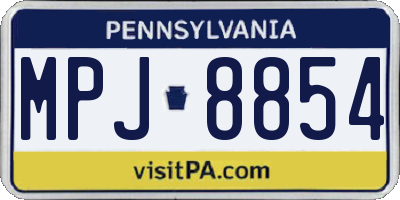 PA license plate MPJ8854