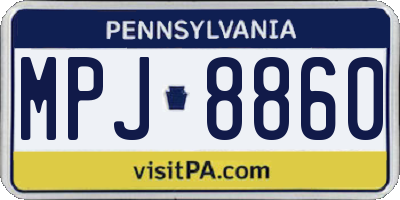 PA license plate MPJ8860