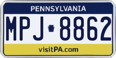 PA license plate MPJ8862