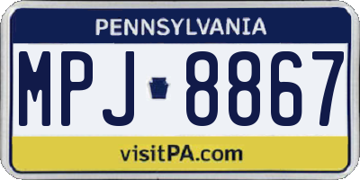 PA license plate MPJ8867