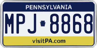 PA license plate MPJ8868