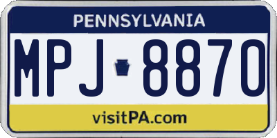 PA license plate MPJ8870