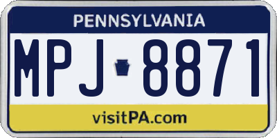 PA license plate MPJ8871