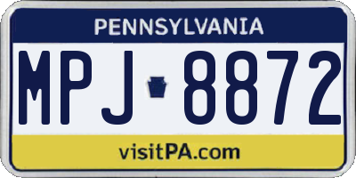 PA license plate MPJ8872