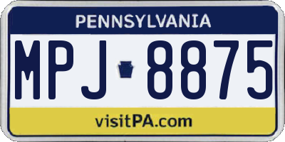 PA license plate MPJ8875
