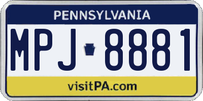 PA license plate MPJ8881