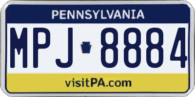PA license plate MPJ8884