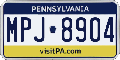 PA license plate MPJ8904