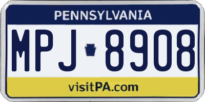 PA license plate MPJ8908