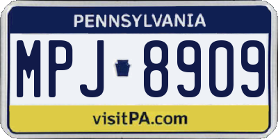 PA license plate MPJ8909
