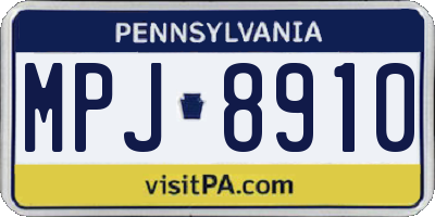 PA license plate MPJ8910