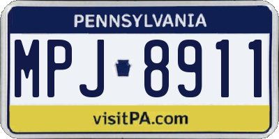 PA license plate MPJ8911
