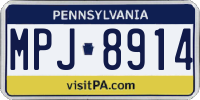 PA license plate MPJ8914