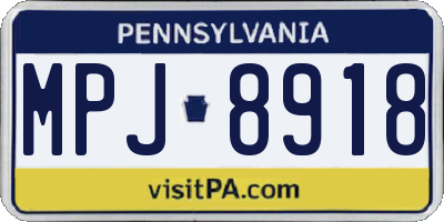 PA license plate MPJ8918