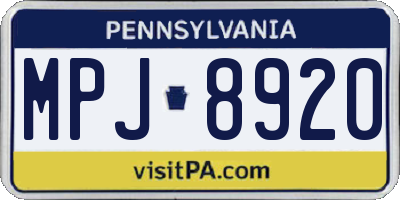 PA license plate MPJ8920