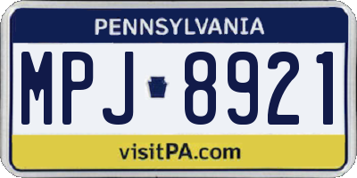 PA license plate MPJ8921