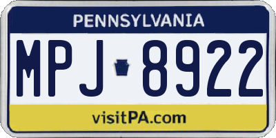 PA license plate MPJ8922