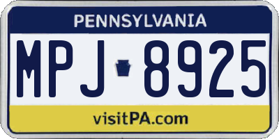 PA license plate MPJ8925